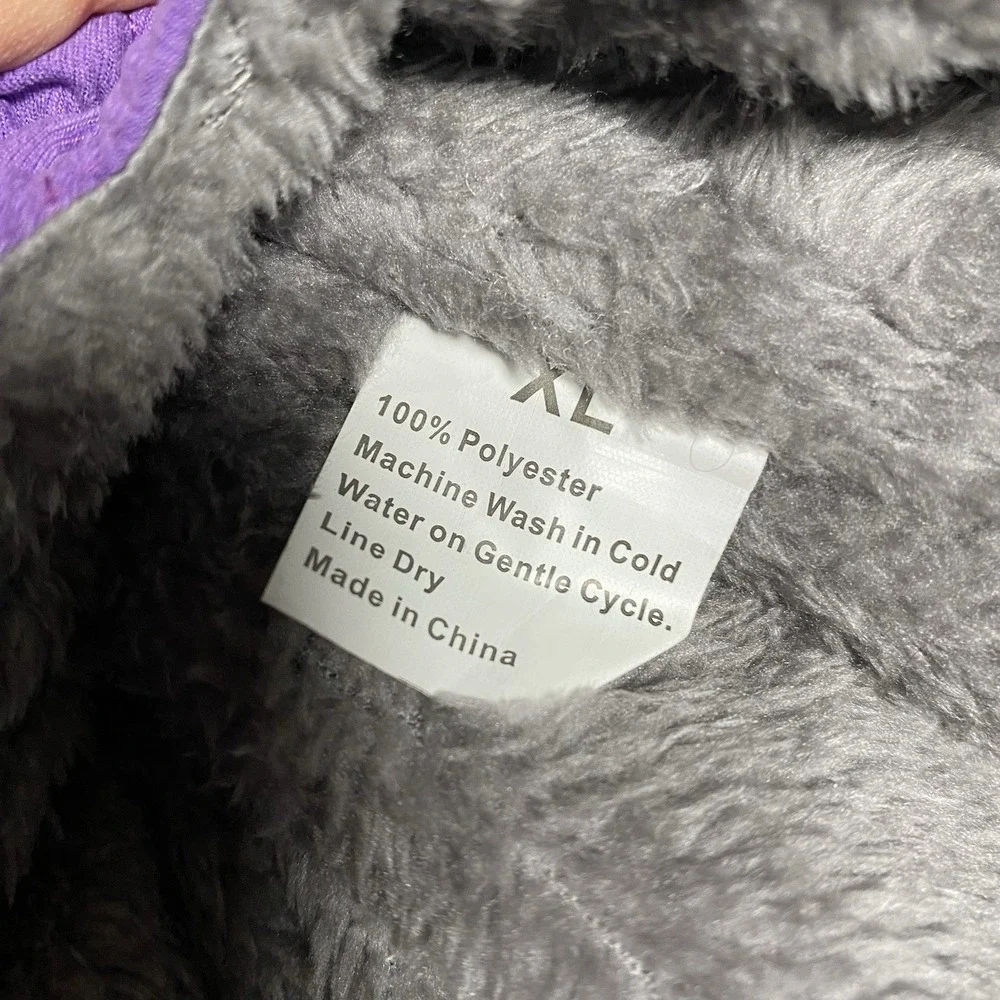 Purple Dog Puffer removable Hood  Fleece Lined Jacket Coat XL Winter Cozy Winter